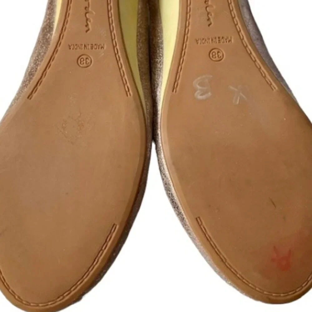 Boden Metallic Wedge Ballerina Shoes Leather Bow - Gold/Lime - 38 (7.5-8)
